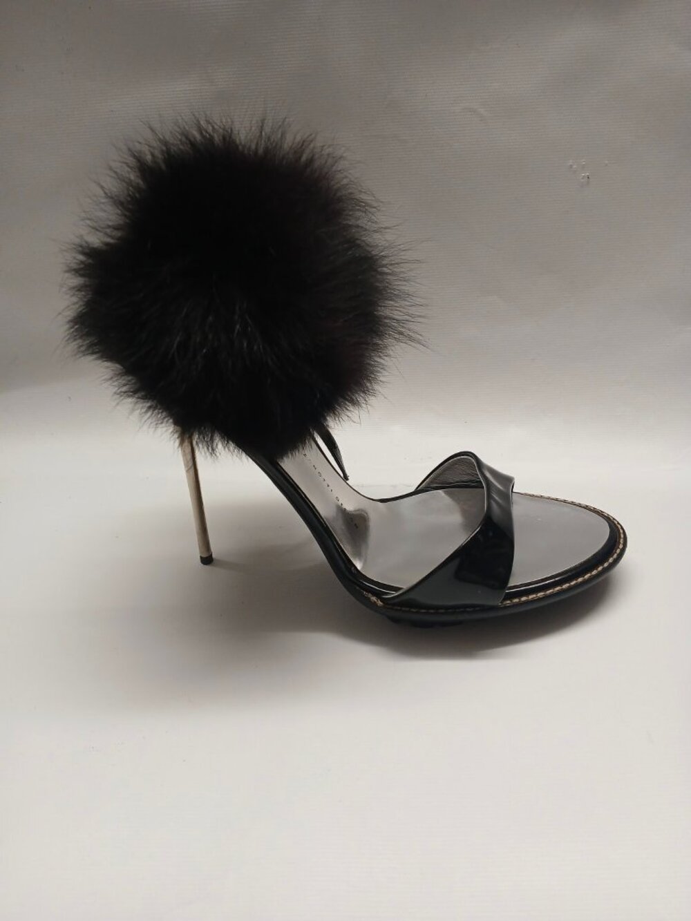Giuseppe Zanotti Fur Embellished high heel women's black shoes
